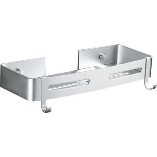 No Drill Bathroom Shelf Shower Caddy Organiser Bath Storage Holder Wall Mounted Self Adhesive Non Rust Rectangular