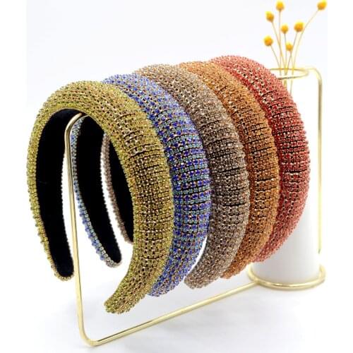 Baroque Black Pink Red Headbands Elegant Ladies Crystal Diamond Hairbands For Women Girls Jeweled Headwear Hair Accessories