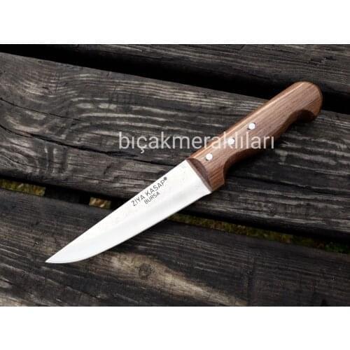 Butcher or Kitchen Knife Wooden Handle 25cm Overall Length 2mm Steel NO: 0