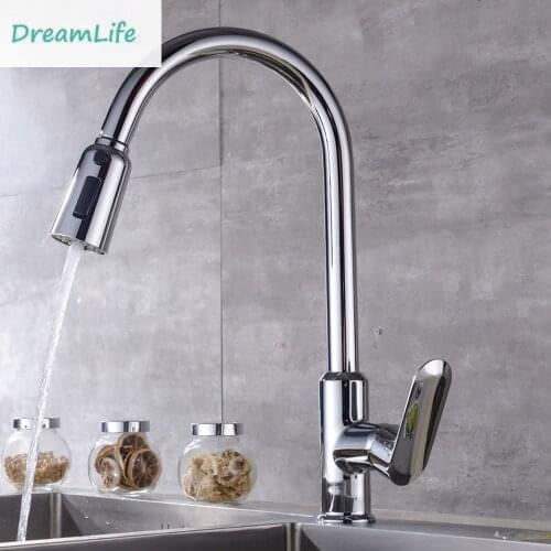 New Kitchen Sink Faucet Puller Accessories Horn-shaped Button Switch Three Function Shower Head