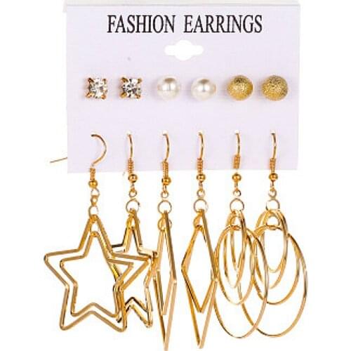 1pack Sell Shine Hoop Earrings Trendy Large Smooth Circle Star Moon Round Square Earrings Loop Earrings for Women Jewelry