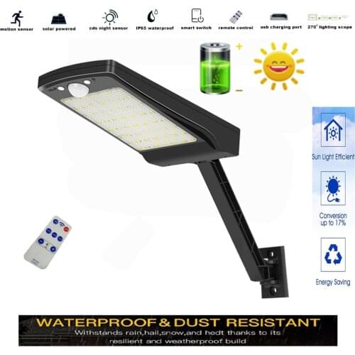 Solar led garden light street lamp outdoor PIR Motion Sensor Garden rard Lighting Remote Control 3 mode