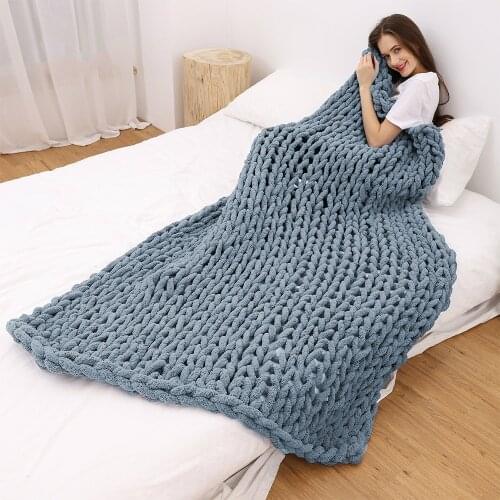 Chenille Chunky Knitted Blanket Weaving Blanket Mat Throw Chair Decor Warm Yarn Knitted Blanket Home Decor For Photography