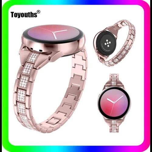 Toyouths Strap Steel Stainless for Samsung Watch 20mm Folding Buckle Watch Accessory Wrist Strap Band for Samsung Galaxy Watch 3