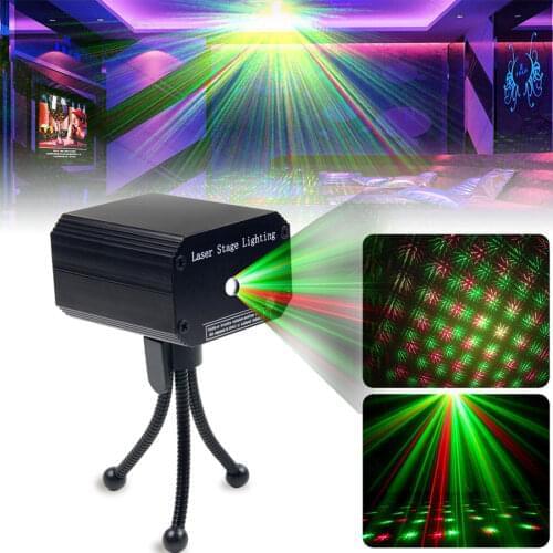 USB Mini RGB Disco Stage Light LED Laser Projector Auto Flash RG Sound Control Music LED Disco DJ Birthday Party Effect Lamp