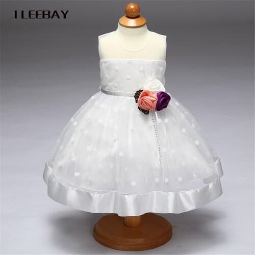 Flower Girls Dresses for Party and Wedding Little Baby 1 Year Birthday Baptism Dress Kids Floral Lace Vestido Infant Bow Clothes