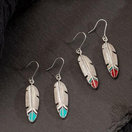 Vintage Ethnic Silver Color Leaf Dangle Drop Earrings Hanging for Women Female Fashion Anniversary Jewelry Ornaments Accessories