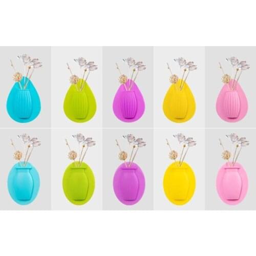 Magic Silicone Sticky Vase Flower Plant Wall Hang Container Bottle Storage DIY Home Decoration Easy Removable