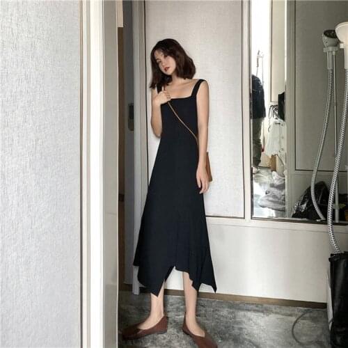 Dress 2021 Summer Knitted Sling Long Dress Fashion Irregular Dresses Women Plus Size