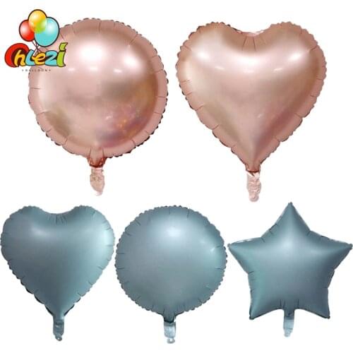 10pcs/lot 18 inch Fashion gray Rose Gold Foil balloon Round Heart Star Aluminum helium balloon Birthday Wedding party Decoration