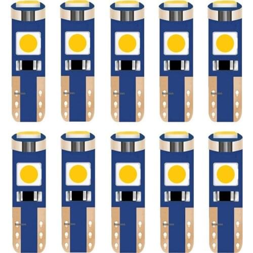 10pcs W3W W1.2W T5 W2X2.6d 3030 LED Bulbs Canbus Car Board Instrument Panel Lamp Auto Dashboard Warming Indicator Wedge Light
