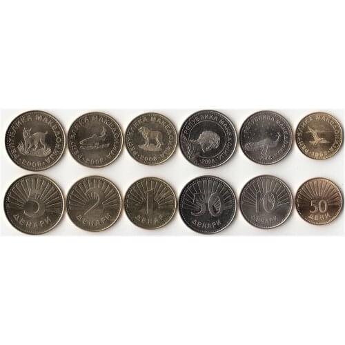 100% real EU Macedonian coins 6 pieces 1 Set Europe coins New original coin UNC