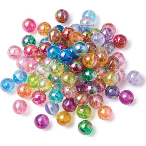 100Pcs 8mm Transparent Acrylic Beads AB Color Round Loose Beads Spacer For Jewelry Making DIY Bracelet Necklace Accessories