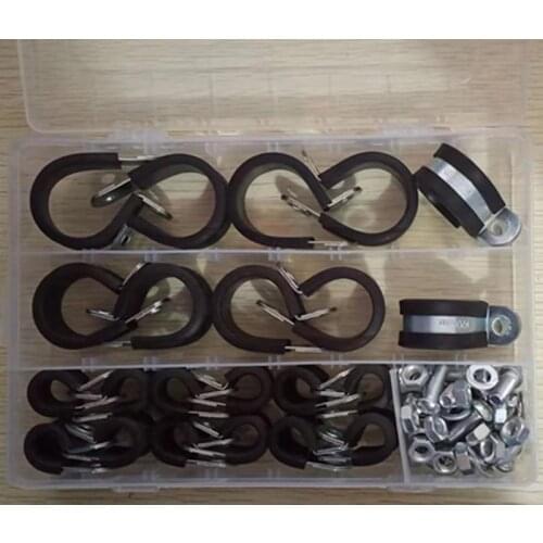 22Pcs Zinc Plated Steel Rubber Cushion Pipe Clamps Insulated Clamp Assortment Kit (10mm - 25mm) Cable Clamp Pipe C