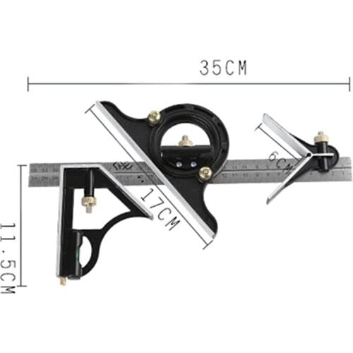 3 in 1 Combination Square Angle Finder Protractor 45° 180° Adjustable Separable Ruler 300mm Woodworking Measuring Tools