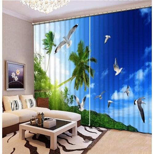 3D Curtain Blackout Shade Window Curtains Blue sky bird Curtains For Living Room bedroom 3D Bathroom Shower Curtain