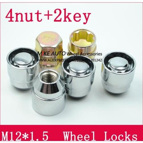 4NUT+2KEY M12x1.5 32mm Length Wheel Locks Nut Anti theft For Aveo Captiva Cavalier Cobalt Cruze Epica Evanda Lacetti Rezzo Alero
