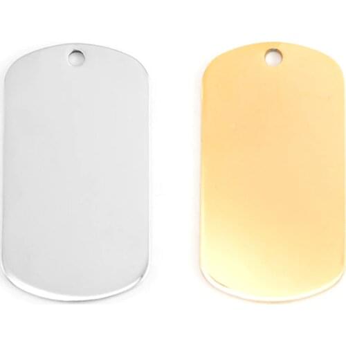 50pcs silver/Gold/black Round Corner military tag men jewelry stainless steel necklace pendant high polished necklace wholesale