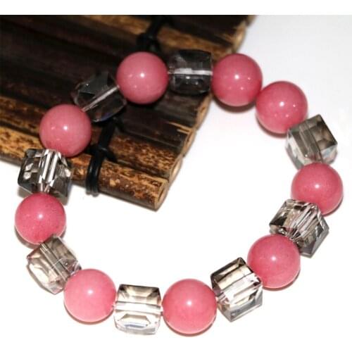 8 style natural stone chalcedony jades 12mm round beads strand bracelets for women crystal square 10mm diy jewelry 7.5inch B2934