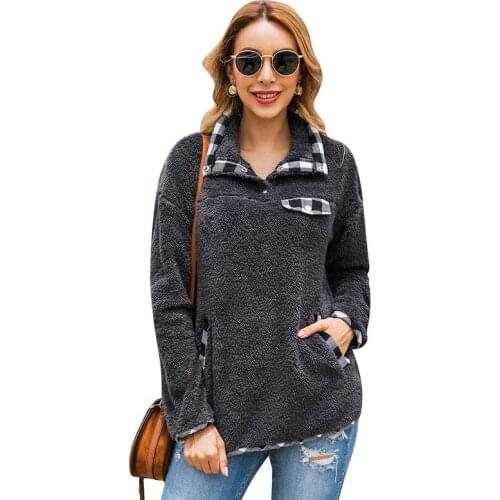 AECU 2021 Women Autumn Winter Fleece Hoodies Jacket Elegant Warm Soft Fur Pullover Plush Pocket Casual Outwear Sweatshirts