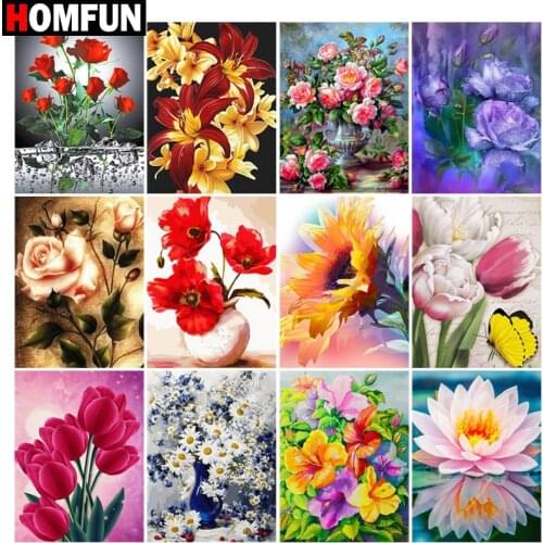 HOMFUN Full Square/Round Drill 5D DIY Diamond Painting "Flower scenery" 3D Embroidery Cross Stitch 5D Home Decor Gift