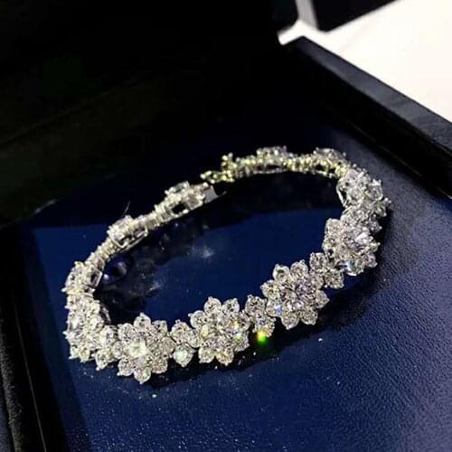 925 Sterling Silver Sunflower Full Diamonds Bracelet Korean Luxury Brand Bracelets For Women Wedding Accessories Fine Jewelry