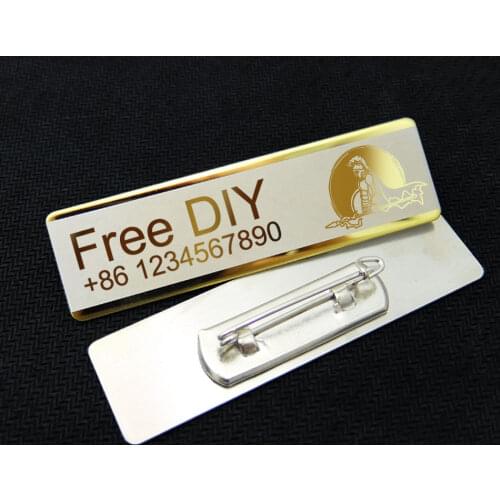 High Quality DIY Free Custom Name or Logo Stainless Steel Brooch Pin Badges Rectangle Blank Lapel Pins Accessories Decorated