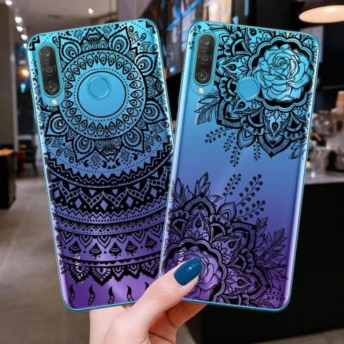 Mandala Lace Flower Phone Case For Coque Huawei P30 Lite Soft TPU Case For Fundas Huawei P10 P20 P30 P40 Lite E Pro Cover Shell