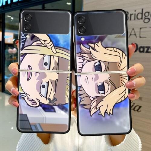 Black Hard Case For Samsung Galaxy Z Flip 3 5G Luxury PC Shockproof Phone Cover ZFlip 3 Bumper Fundas Cartoon Tokyo Revengers