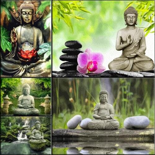 Digital Oil Painting Of Sakyamuni Portrait Painting By Numbers Buddha Hand Painted On Canvas Home Decor Unique Gifts 50*40CM