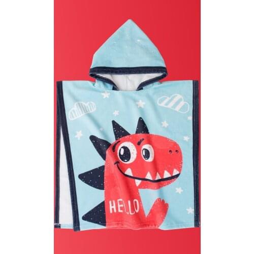 Child Panço Beach Towel Dino Size: 60x60 cm Inner face 100 Cotton curling, outer face velvet soft in texture