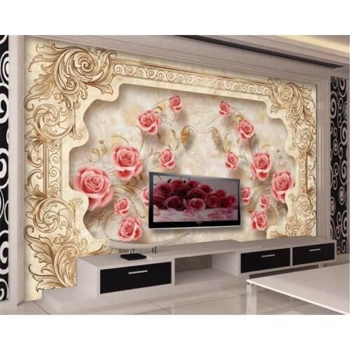 Beibehang European marble rose pattern silhouette wallpaper mural sofa sofa bedside background wall 3d wallpaper papier peint