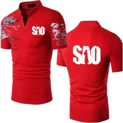 Summer Stand-up collar Printed Mens T-Shirt SAO car logo cotton Casual high quality tees short sleeve Harajuku Tees