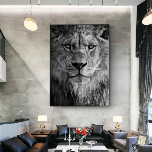 African Large Lion Tiger Face Art Canvas Print Painting Wild Animals Face Wall Picture Living Room Modern Home Decoration Poster