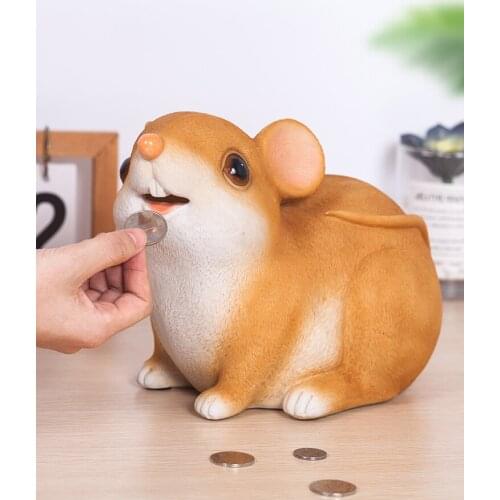 Piggy Bank Home Resin Rabbit Money Box Crafts Piggy Bank Bunny Cash Box Coin Bank Moneybox Coin Box