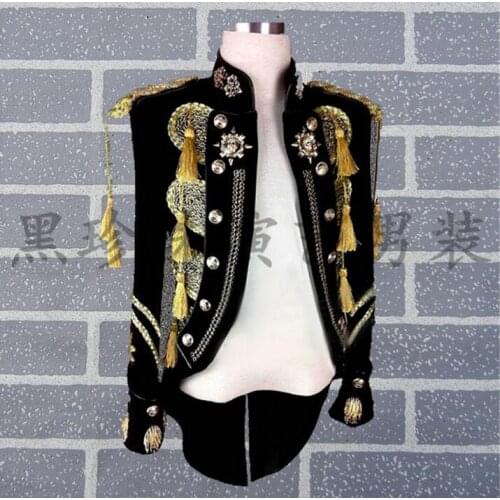 Royal Tuxedo Men Suits Designs Masculino Homme Terno Stage Costumes For Singers Men Sequin Blazer Dance Clothes Jacket Black