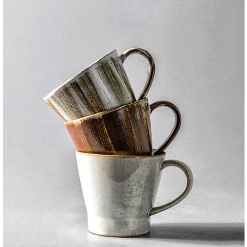 Creative Retro Cup Japanese Stoneware Coffee Cup Ins Ceramic Couple Cup Gift Milk Breakfast Water CupTeacup Kitchen Drinkware