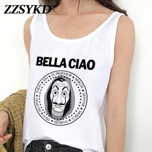 Plus Size Summer Women Casual Vest Tank Tops Money Heist Tshirt The House Paper La Casa De Papel Harajuku Streetwear Sleeveless