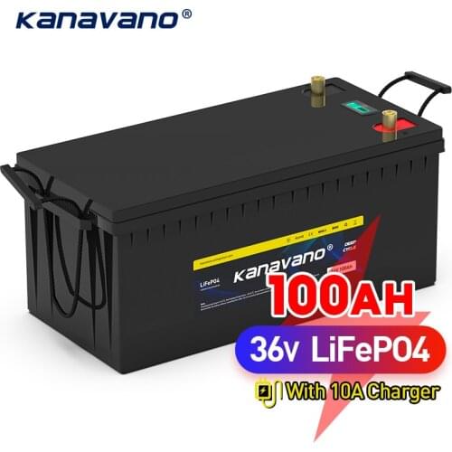 36V 100Ah LiFepo4 lithium Rechargeable Battery pack with BMS for fishing boats solar system motor EV RV+10A charger