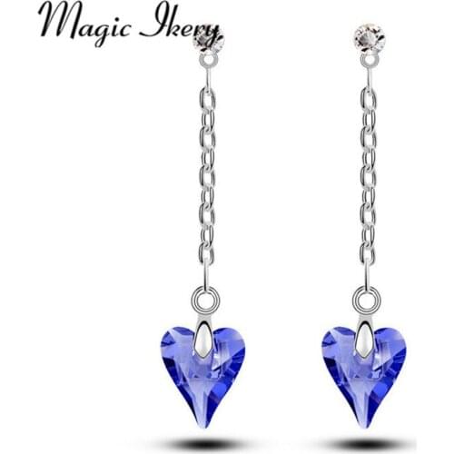 Magic Ikery Fashion Heart Shaped Long Earrings Tassel Drop Earrings For New 2017 Women Jewelry YT-E5432