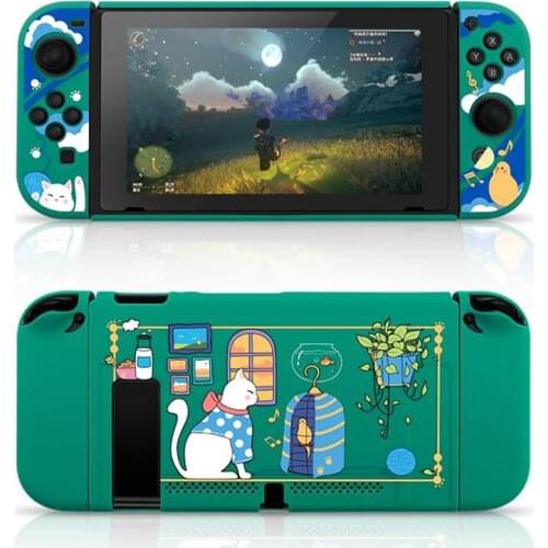 Matte Hard Case Cute Cat Protective Cover Shell for Nintend Switch Console NS Joy-con Crystal Front Back Protector Housing Skin