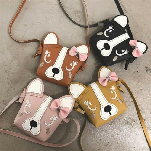 Fashion Children Kids Little Girls Cute Dog Bow Leather Backpacks Fashion Crossbody Messenger Shoulder Cute Bags Purse