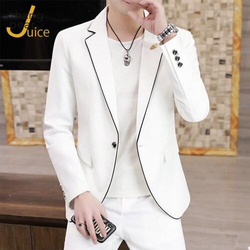 Fashion Mens Blazer White Long Sleeve Slim Fit Casual Jacket Blazer Plus Size Dress Mens Wear Blazer Coat