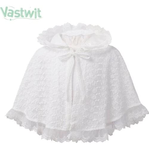 Baby Girls Bolero Jacket Formal Lace Wedding Party Cloaks Shawl Coat Princess Baptism Christening Hooded Shrug Cape Outerwear