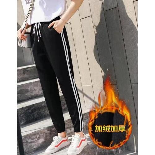 New autumn winter pants for women harem Thick Trousers school Sweatpants striped female loose plus size warm womens pants G326
