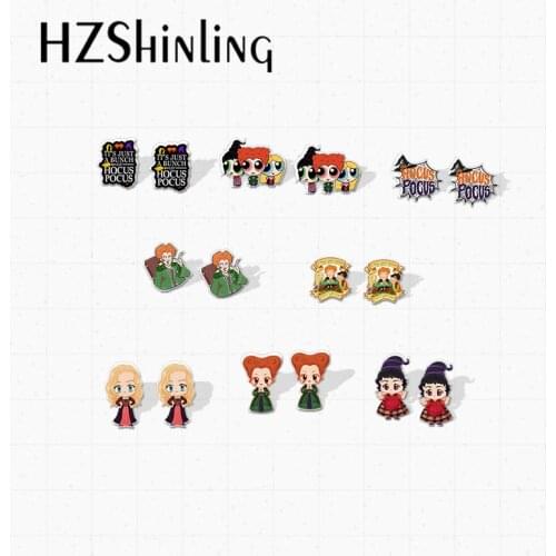New Hocus Pocus Witch Winifred Mary Sarah Characters Handmade Epoxy Resin Acrylic Stud Earrings