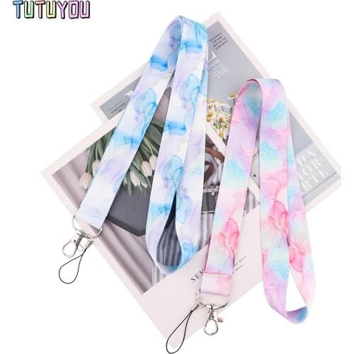 PC3049 Colourful Marble Pattern Neck Strap Lanyards ID Badge Card Holder Keychain Phone Gym Strap Webbing Necklace Gift