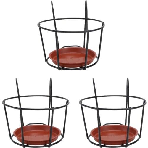 3PCS/Set Balcony Hanging Plant Racks Round Flower Pot Rack Railing Fence Outdoor Window Iron Bonsai Stand Decoration Brilliant