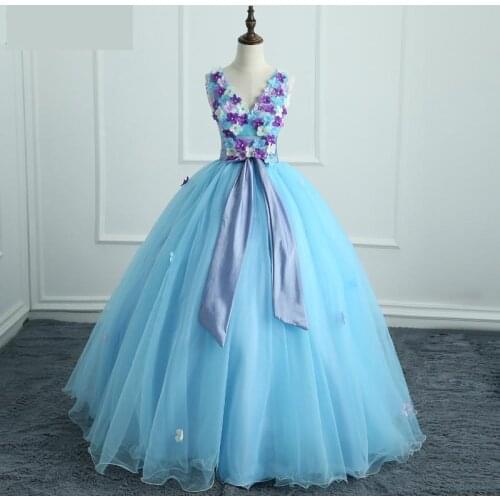 Quinceanera Dresses Sexy V-neck Ball Gown Lace Gorgeous Party Prom Foraml Homecoming Gowns