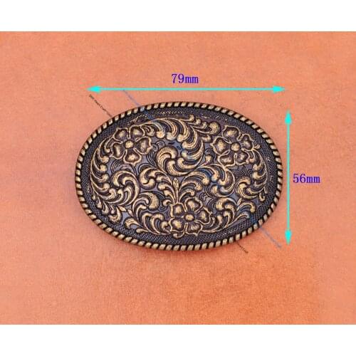 Retro Brass Huge Elliptical American Western Flower Rodeo Ranger Rope Side Cowboy Leathercraft Belt Buckle Replacement fit 41mm